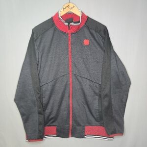 And1 Men's Bomber Style Sweatshirt Jacket Red and Black Size L